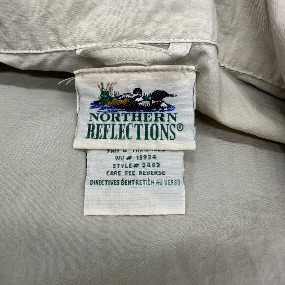 Vintage Windbreaker Jacket 1990s Northern Reflections Beige M Embroidered Tulips - Picture 4 of 9